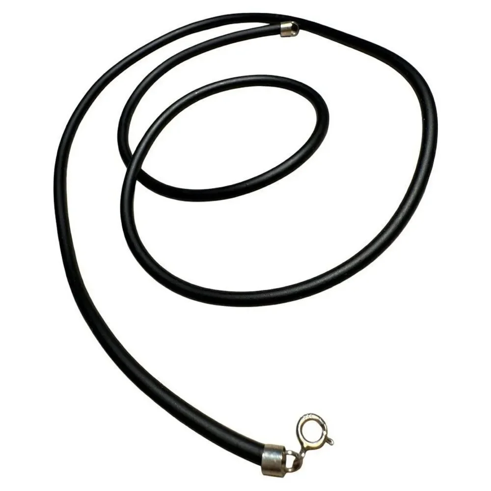 24” Black Cord Necklace - Unisex | 925 Silver Clasp Minimalist Great for Men